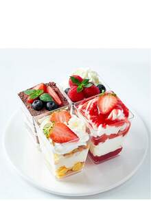 20/10/5 Pcs Set Minimalist Transparent Square 5oz Dessert Bowls With Lids, Durable Material, Easy To Clean, Suitable For Girls' Party/Holiday Dessert Table, Dorm Snacks, Outdoor Camping, Large Capacity, Special Cups For Snacks And Pudding, Ideal For Valentine's Day, Mother's Day, Graduation Gifts - Multicolor - View 5