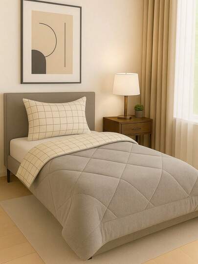 Single Size Quilt Set With 100% Cotton Fabric & Silicon Fiber Filling – 155x215 Cm Quilt + 1 Pillowcase 50x70 Cm – No Bedsheet Included – MADE IN TURKEY