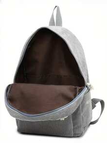 1 Peça Mochila Bordada com Nome Personalizado, Mochila Estilo Faculdade em Veludo Cotelê para Mulheres, Mochila Bordada com Nome de Grande Capacidade e Moda - Multicolorido - Visão 7