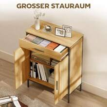 Badezimmerschrank, Zweistufige Regale, Große Schublade, Industrial Style, Eichenoptik - Khaki - View 3