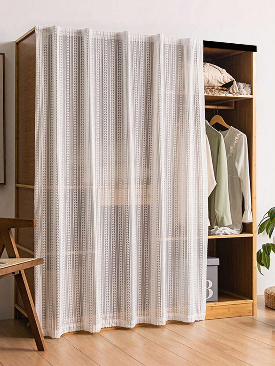 1 chiếc rèm cửa nửa thân tự dính không cần khoan, họa tiết trái tim, chất liệu jacquard, kiểu Pháp lãng mạn, dùng cho tủ, cửa ra vào, rèm che nắng cho nhà bếp, ban công, rèm chắn tia UV.