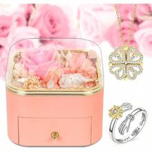 Anillo de plata para  rosas rs y rosas preservadas anillo en una caja para ella regalo grabado - Rosa - Ver 3