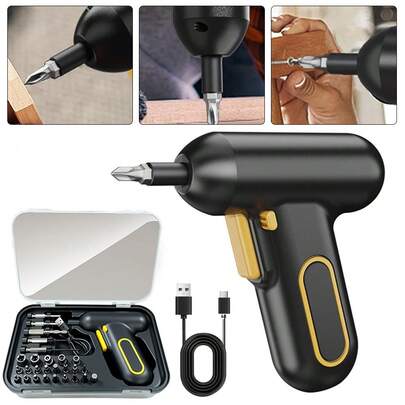 29-Piece Electric Screwdriver Set, 3.6V Cordless Mini Electric Screwdriver, 5N.M Torque, USB-C Rechargeable, 220RPM, Lightweight For Women & Seniors, Home DIY Projects(1x Electric Screwdriver +1x Box+27x Replaceable Drill Bit)