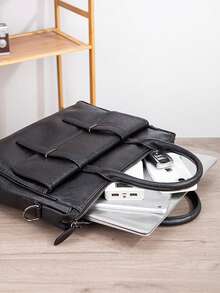 New Men's Handbag, Fashion Business Men's Shoulder Messenger Bag, Large Capacity Horizontal Briefcase, Commuter Laptop Bag