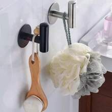 1pc Self Adhesive Hooks Robe Towel Hangers Wall Coat Clothers Racks Holder Keychain Hanger Rustproof 304 Stainless Steel Shower Hook Bathroom Accessories Kitchen Organizer - 黑色 - 查看 8