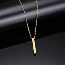 Minimalist Engraved Pendant Necklace, Stainless Steel Rectangular Customized Laser Engraved Logo Necklace, Versatile Pendant Chain For Daily, Party, Gift For Kids, Birthday, Anniversary, Personalized Jewelry, Special Occasion, Eternal Accessory, Luxury Accessory, Fashion Accessory, Gift - Multicolor 11 - View 7