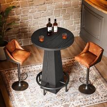 LITTLE TREE Mesa de bar, mesa alta redonda de 95 cm de altura para bares pequeños, comedor, cocina, marrón rústico (solo mesa) - Negro - Ver 6