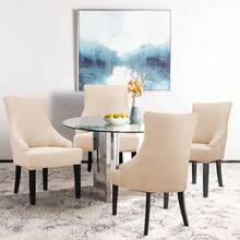 Stretch Wingback Chair Cover - Reusable Side Chair Slipcover, Accent Chair Protector Dining Room, Banquet, Home Decor (Silver, 2PC) - 01 T-shaped Twill Taupe - View 2
