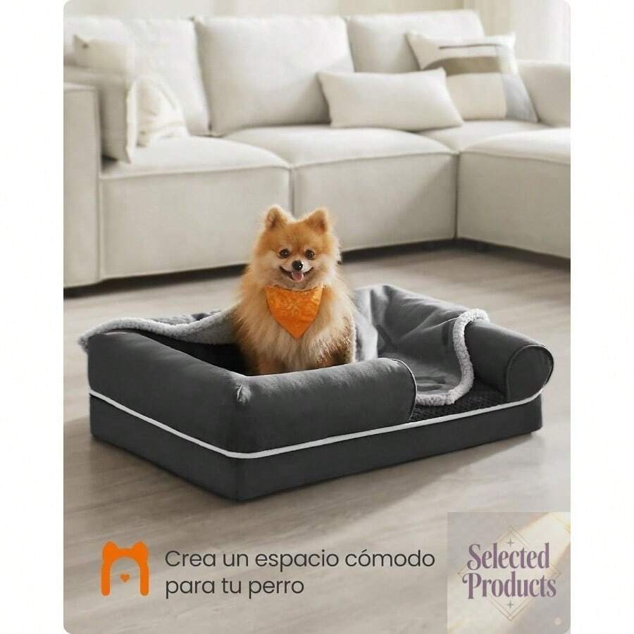 Cama Ortopédica para Perros, Sofá, Cama para Mascotas, Funda Extraíble y Lavable, 122 x 85 x 20 cm, Gris Oscuro MPGW078G01& sofa cama | sofa cama plegable | camas para perritos. - Gris Oscuro - Ver 1