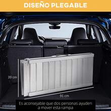 HOMCOM Rampa para Sillas de Ruedas Plegable, 91 cm, Carga 270 kg, Rampa Portátil de Aluminio Antideslizante con Bordes  y Asa, para Escaleras, Puertas, Discapacitados - Plata - Ver 7