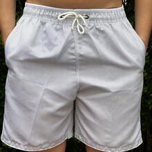Men's Bermuda Shorts, Thick Tactel Fabric, Striped, Drawstring, Knot Detail. - 淺灰色 - 查看 4