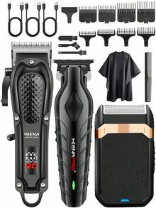 HIENA 3件套/2件套/1件套多功能家用理发工具套装，男士无线理发器 - 锋利、小巧、USB充电、ABS机身、便携式电动剃须刀和分叉修剪器，家庭和沙龙的理想之选，圣诞节男士礼物，父亲节礼物 - 彩色 - 查看 15
