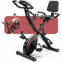 FEIERDUN Folding Exercise Bike, 5 IN 1 Stationary Bikes For Home 6.6 LBS Flywheel, 330LB Weight Capacity Back Support Cushion Indoor Workout Cycling Bike For Home Gym - 黑紅 - 查看 1
