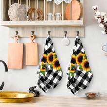 2/4 Pcs Sunflower Plaid Pattern Printed Super Absorbent Microfiber Dish Towels, Suitable For Cooking, Baking, Washing Dishes, Cleaning, Kitchen Decor, Gifts For Neighbors, Mothers, Birthdays, Housewarming For Friends, Kitchen Essentials, Daily Necessities - Multicolor - View 8