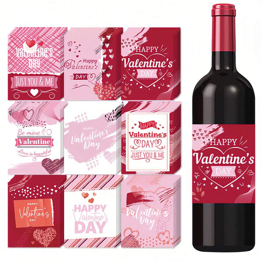 36 pezzi Adesivi decorativi per bottiglie per San Valentino, per decorare bottiglie per feste di San Valentino - Multicolore - Visualizzare 1