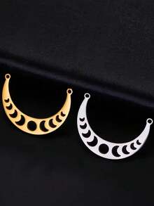 AMAXER 1pc Stainless Steel Hollow Star, Moon, Sun Pendant, Suitable For DIY Jewelry Making, Necklace, Bracelet, Keychain - Star and Moon Series - View 2