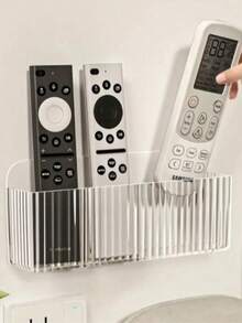 Wall-Mounted Remote Control Holder, No Drilling Needed, Bedside Phone Storage Rack - Multicolor - View 1