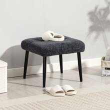 Pouf With Soft Seat Cushion, Steel Legs, Chenille Fabric Footrest, 45 X 41 X 38 Cm, Dark Grey - Dark Grey - View 6