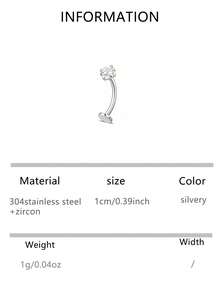 VJS 1pc Floating Titanium Belly Button Ring, Low Allergy G23 Titanium Internal Threaded Navel Piercing Jewelry, 14G, Women - Silver - View 14