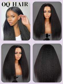 OQ 200% 密度 16-30 英寸卷发/直发蕾丝前假发，即插即用，预漂白发结，无需胶水，自然色，预拔发际线，新手友好，100% 真人发假发
