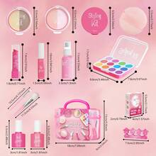 3/10/14-Piece Girls' Gift Pretend Play Makeup Toy Beauty Salon Set, Portable Suitcase Children's Makeup Role-Play Set Including Suitcase, Various Realistic Makeup Tools (Eyeshadow, Lipstick, Face Cream, Etc.), Fun Role-Playing Suitable For Girls Aged 3 And Above, Birthday/Children's Day Creative Gift (Does Not Include Real Cosmetics) - Multicolor - View 11