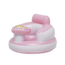 1pc Inflatable Baby Seat With Bowl Holder - Portable Floor Supported Seat For 3-36 Months Babies, Built-In Air Pump, Soft PVC Material, Pink/Blue, Suitable For Baby Sitting And Feeding, Baby Highchair - Multicolor - View 4