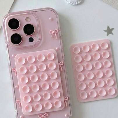 4pcs/Set Silicone Suction Cup Phone Holder, Waterproof Sticky Base Suitable For Most Phones, Universal Finger Grip For Selfie & Video, Black/White/Purple/Orange Colors; 2pcs/Set Black-Pink/White