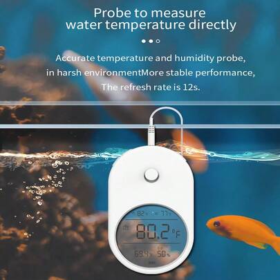 SHYFISH [Dual Display] Fish Tank Wall Mounted Temperature Gauge With Beautiful Appearance, High Beauty, High Refresh, Accurate Temperature Measurement, Long Endurance, Celsius And Fahrenheit Degrees, Free Switching, Essential For Aquarians