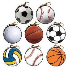 Monedero con cremallera en forma de bola, monedero pequeño de dibujos animados, monedero con cremallera, regalos de cumpleaños para niños - Fútbol americano - Ver 1