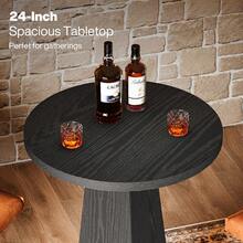 LITTLE TREE Mesa de bar, mesa alta redonda de 95 cm de altura para bares pequeños, comedor, cocina, marrón rústico (solo mesa) - Negro - Ver 10