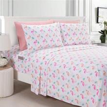 Elegant Comfort Ultra-Soft Double Brushed 6-Piece Microfiber Sheet Set Beautiful Tropical Patterns and Vibrant Solid Colors Luxury All-Season Bed Sheet Set - Flamingo Queen - Flamenco - Ver 2