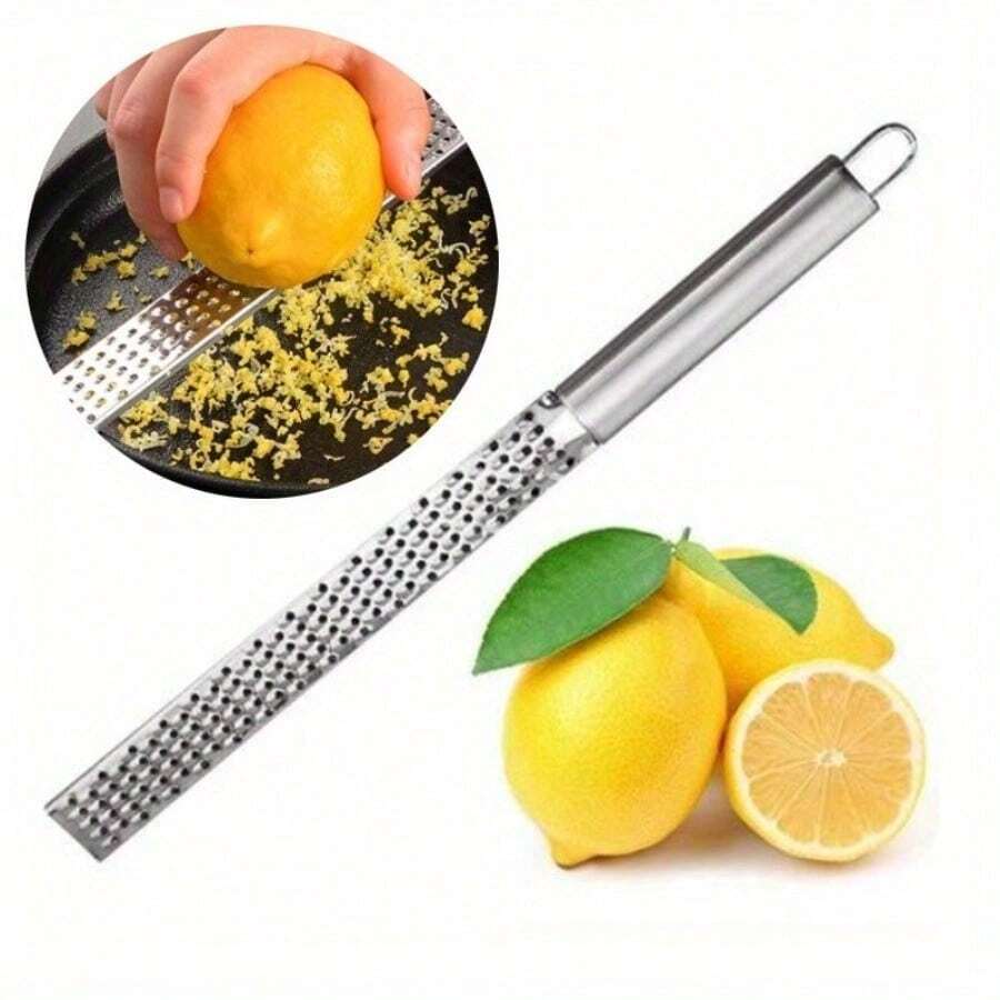 Long Handle Stainless Steel Lemon Zester & Cheese Grater - Perfect For Citrus, Chocolate, And Cheese - Ideal Kitchen Gadget For Home And Outdoor Use - 銀色 - 查看 1