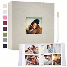 1 件亚麻布相册，带照片展示窗口，三环装订，40 页，可容纳 8x10、5x7 和 4x6 照片，DIY 相册，是家庭婚礼和旅行的理想礼物 - 彩色 - 查看 13