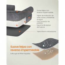 Cama Ortopédica para Perros, Sofá, Cama para Mascotas, Funda Extraíble y Lavable, 122 x 85 x 20 cm, Gris Oscuro MPGW078G01& sofa cama | sofa cama plegable | camas para perritos. - Gris Oscuro - Ver 7