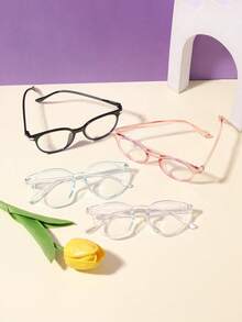 4 PIEZAS Gafas de bloqueo de luz azul con montura redonda de policarbonato para adolescentes de 12 a 16 años, ligeras para lectura diaria y combinaciones de atuendos para la vida universitaria, con estuche - Multicolor - Ver 6
