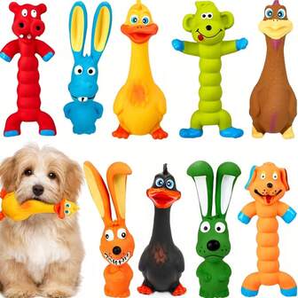 4pcs Dog Chew Toys Set And 23 Popular Bestselling Dog Chew Toys With Sound Function, Combining Chewing And Dental Care, Made Of Rubber, Including Duck And Crocodile Shaped Toys, Suitable For Small Dogs, No Battery Required, Ideal For Cats And Small/Medium Dogs