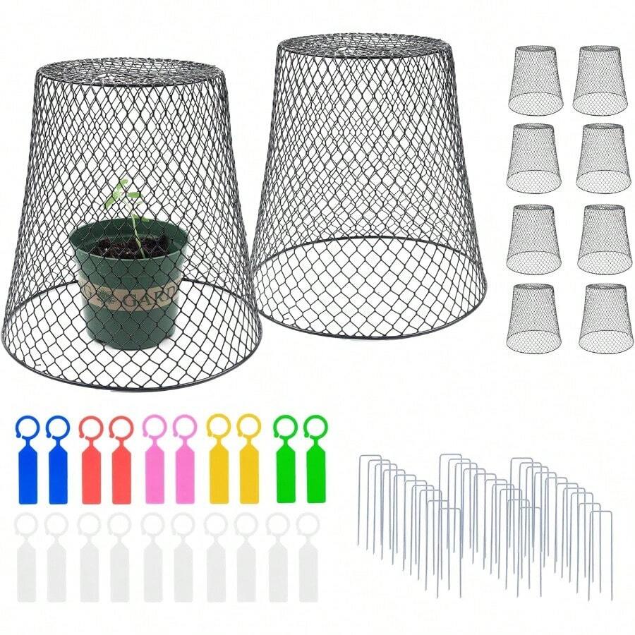 10Pcs Chicken Wire Cloche Plant Covers, 9.2*9.2 Inches Plant Protectors From Animals, Metal Garden Plant Cages For Outdoor Plants, Keep Rabbits, Squirrels, Birds Out - 10PCS-9.4"x9.4" - View 1