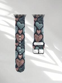 1pc Graffiti Gray Pink Blue Heart Soft Elastic Breathable Comfortable Replacement Watch Band Strap Compatible With Samsung, Garmin, Honor Smartwatches, 38mm 40mm 41mm 42mm 46mm 45mm 44mm 49mm, Fashionable Casual Multi-Color Silicone Watch Band Strap Compatible With Apple Watch Ultra SE/11/10/9/8/7/6/5/4/3/2/1 - Multicolor - View 13
