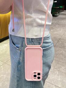 Grooved Minimalist Pink Crossbody Strap Material Suitable For IPhone 17/17 Pro/17 Pro Max/15 Pro Max Phone Case/Cover, 16 Pro Max Case, 11 Phone Case, Galaxy Phone, 13 Case, 12 Case, 16 Case, 15 Case, 16 Plus Case, 16 Pro Max Case, XS Max, 7/8, XR Phone Case/Cover - Pink - View 3