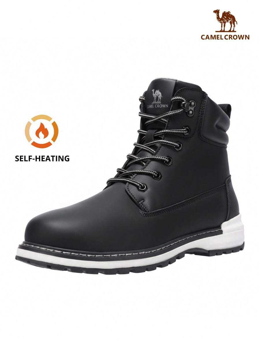 CAMEL CROWN Men's Work Boots, Soft Toe, Anti-Slip Rubber Sole, Comfortable Leather, Goodyear Welt Construction, Waterproof Construction Boots - Black - View 1