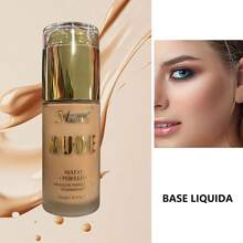 Base de maquillaje, acabado mate natural, base líquida, alta cobertura, disponible en múltiples tonos, larga duración, apta para todo tipo de pieles, fórmula ligera y no grasa, base profesional, acabado de alta definición, unifica el tono de la piel, controla la grasa, crea un aspecto natural, larga duración, ideal para el uso diario. - Carne - Ver 6