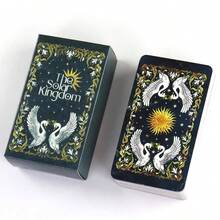 Healing Sun Kingdom Tarot Cards, Artistically Designed With Sun, Swan And Nature Elements, Suitable As Divination Gift For Birthday, Wedding, Festivals And Parties - Black - View 5