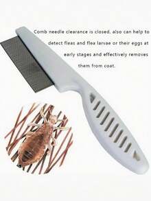 1pc 2-In-1 Pet Hair & Tear Stain Remover Brush - Stainless Steel Dog & Cat Flea Comb, Effectively Trims And Gently Removes Dirt And Fleas, Suitable For Canines And Felines - Multicolor - View 8