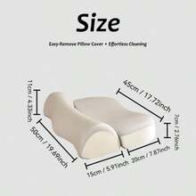 1个简约纯色二合一记忆棉枕头，尼龙和氨纶面料，颈部支撑，可拆卸可水洗，适合家庭和宿舍使用。 - 淺灰色 - 查看 3