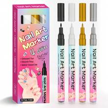 1 pieza Marcador acrílico impermeable y de secado rápido para arte de uñas y dibujos, punta fina, recargable, marcador colorido DIY para pintar uñas