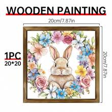 New Easter Bunny Decor, Suitable For Office, Bedroom, Cafe, Farmhouse Style Wall Decoration, With Rabbit Latte Art, Carrots And Easter Eggs - Wood Panel Painting - View 9