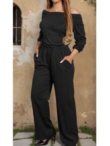 New Fashionable And Elegant Large-Sized Wide-Leg Jumpsuits For Women's Wear - 黑色 - 查看 1