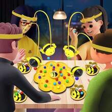 Multi-Player Interactive Bee Honey Collecting Toy, Tabletop Fishing Game Toy, Competitive Party Game Toy (Random Assorted Bean Colors) - Multicolor - View 4