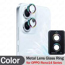 Alloy Black Metal Frame Camera Lens Tempered Glass Protector 1pc For Reno 14 / Reno 14 Pro Colorful Silver Metal Frame Easy & Quick Installation Camera Protection Spring Birthday Gift - Multicolor - View 10