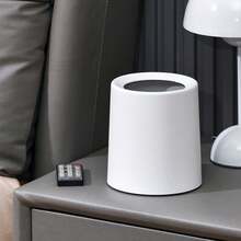 1pc Nordic Style Minimalist Round Trash Can For Living Room, Bedroom, Kitchen, Bathroom, Office, Stylish Waste Bin (Matching Desktop Trash Can Also Available For Makeup Desk, Office Desk, Dining Table, Coffee Table, Etc.) - White - View 9